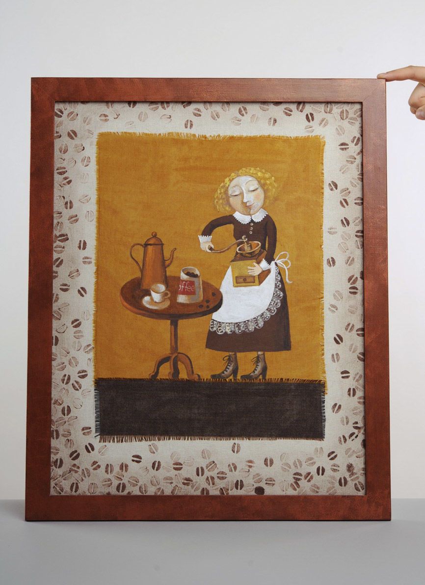 Picture with applique and painting Coffein photo 1