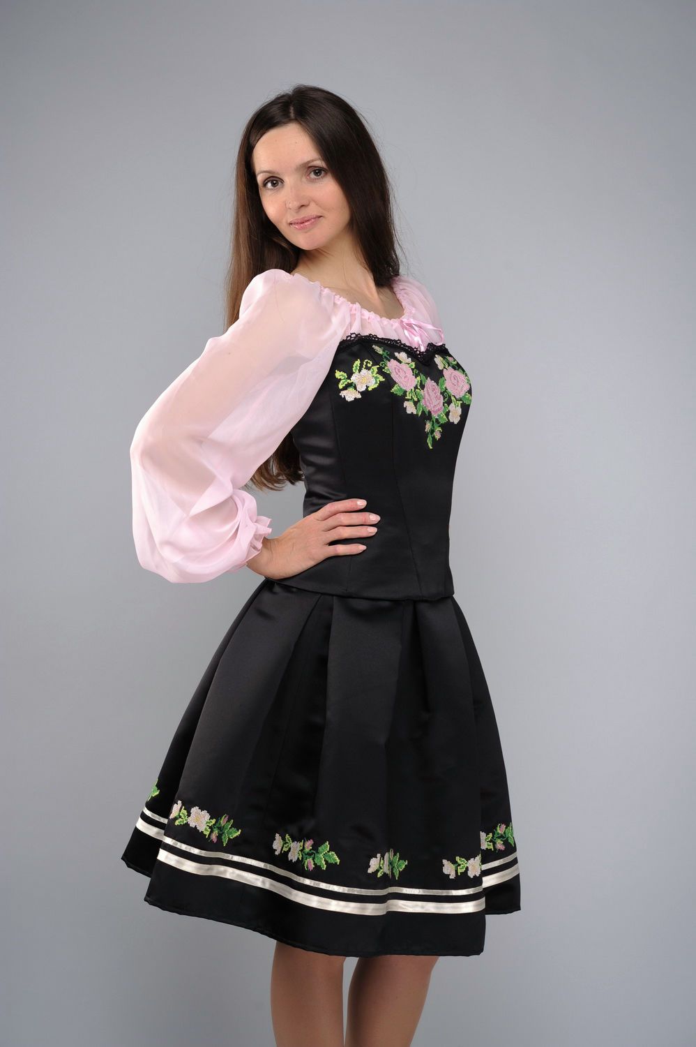 Costume made of chiffon and satin: skirt, blouse, corset photo 3