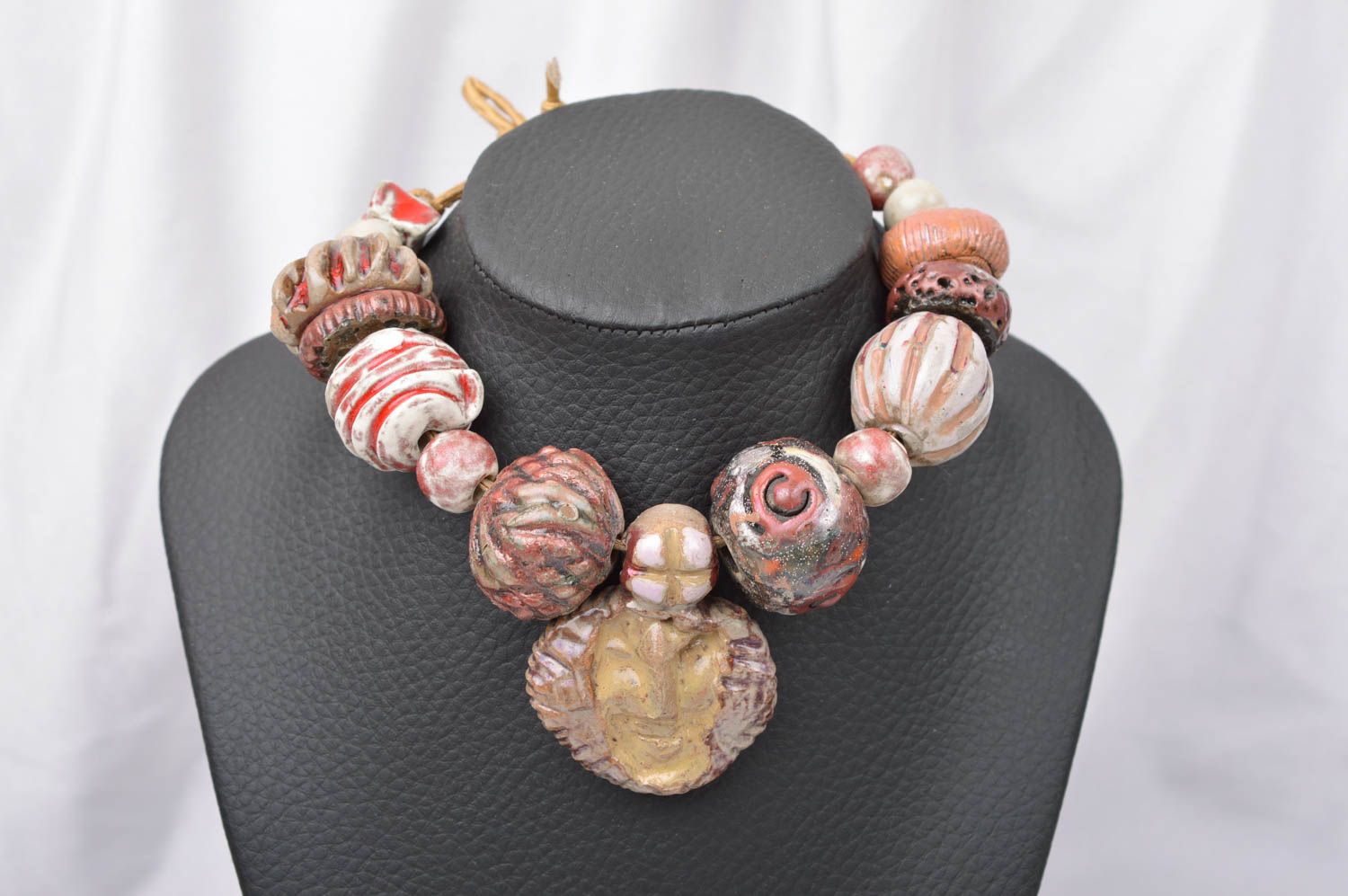 Stylish handmade clay necklace ceramic bead necklace costume jewelry designs photo 1
