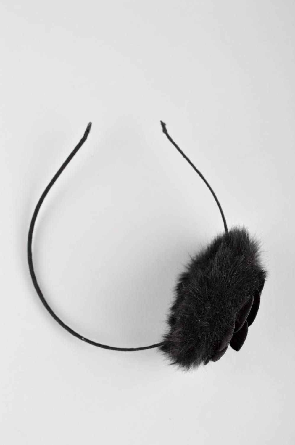 Serre-tête fleur Cerceau cheveux fait main fin Accessoires coiffure noir design photo 3
