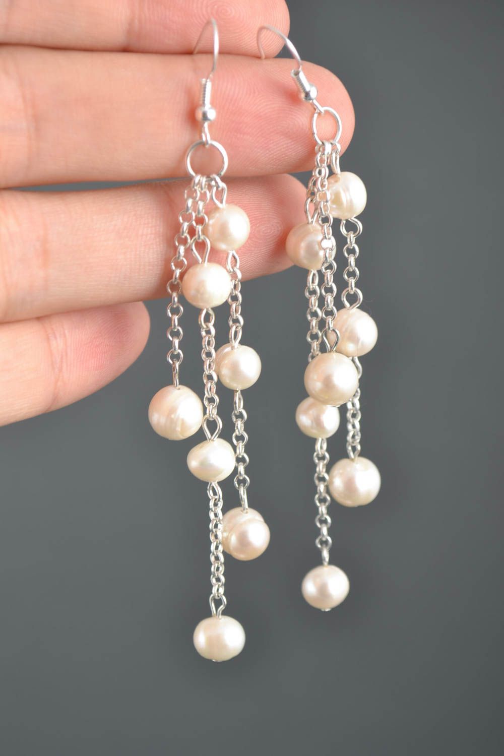 Boucles d'oreilles pendantes Bijou fait main Cadeau pour femme perles crochets photo 5
