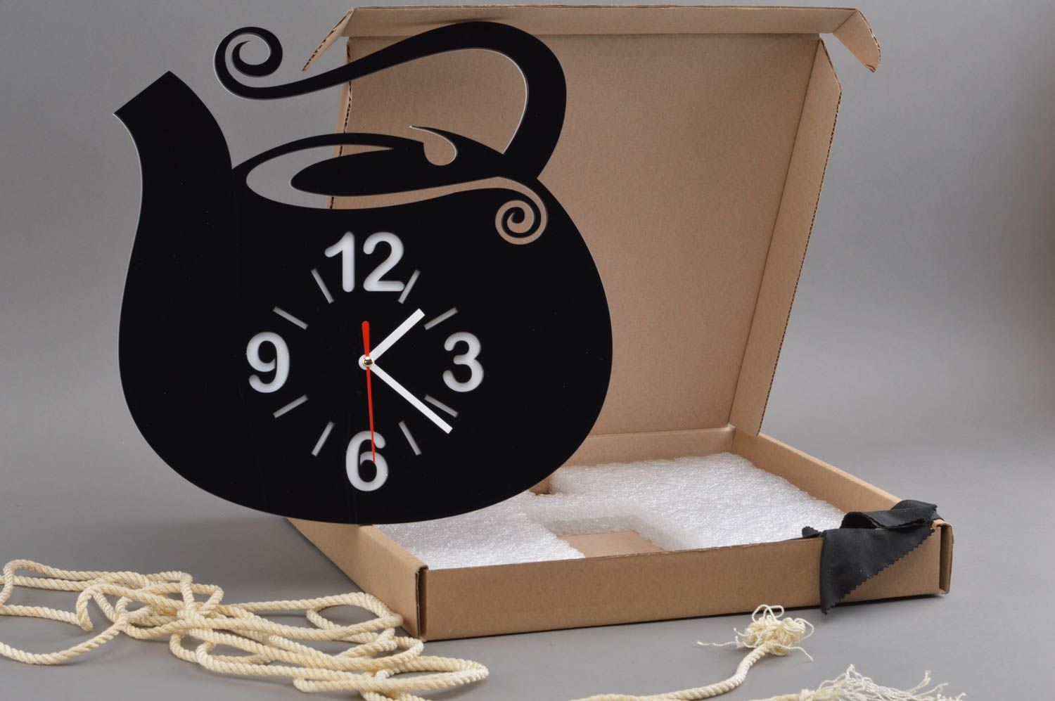 Unusual handmade wall clock designer kitchen accessory beautiful black clock photo 1