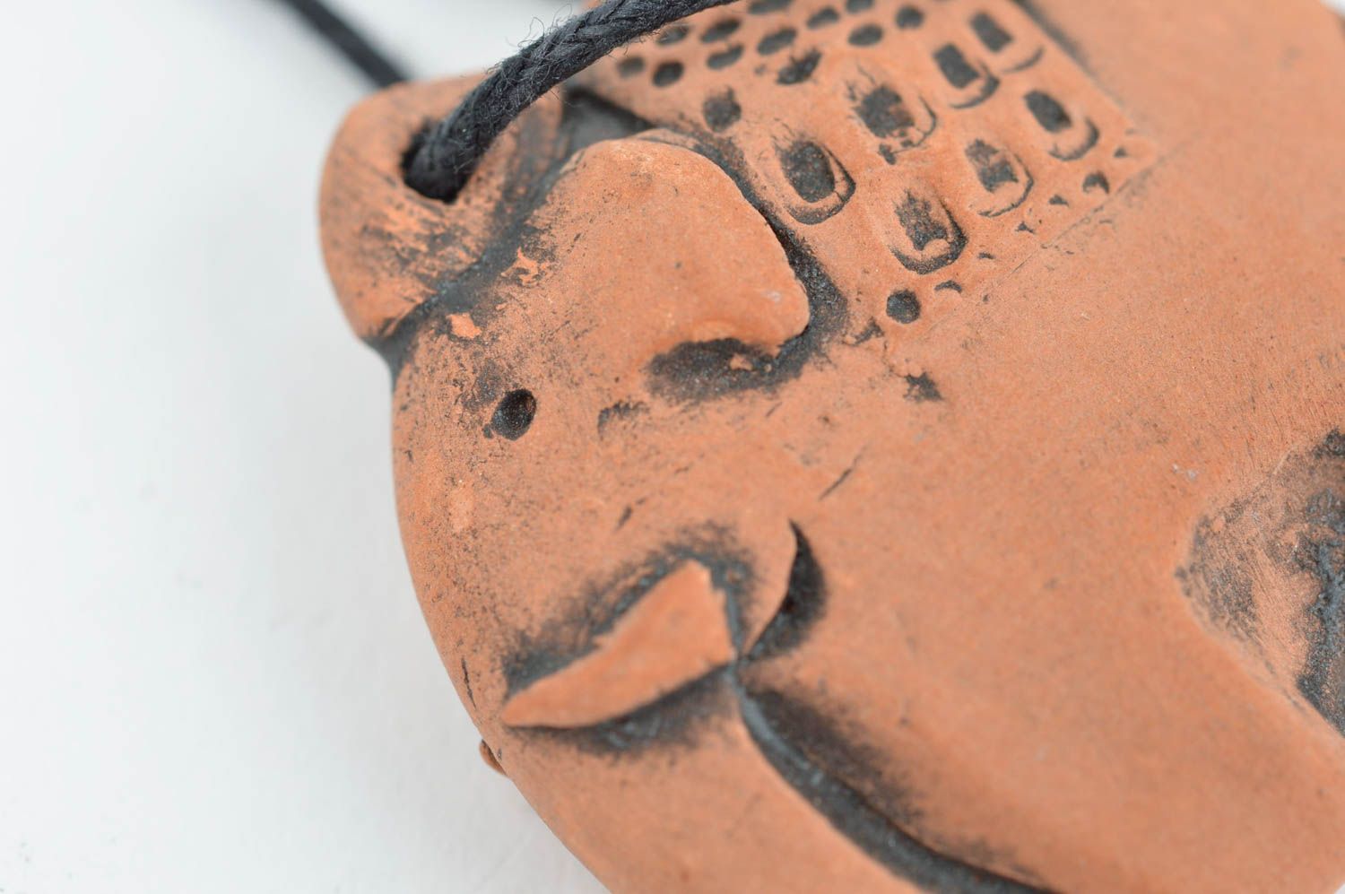 Handmade clay pendant ceramic elephant for essential oils ethnic jewelry photo 5