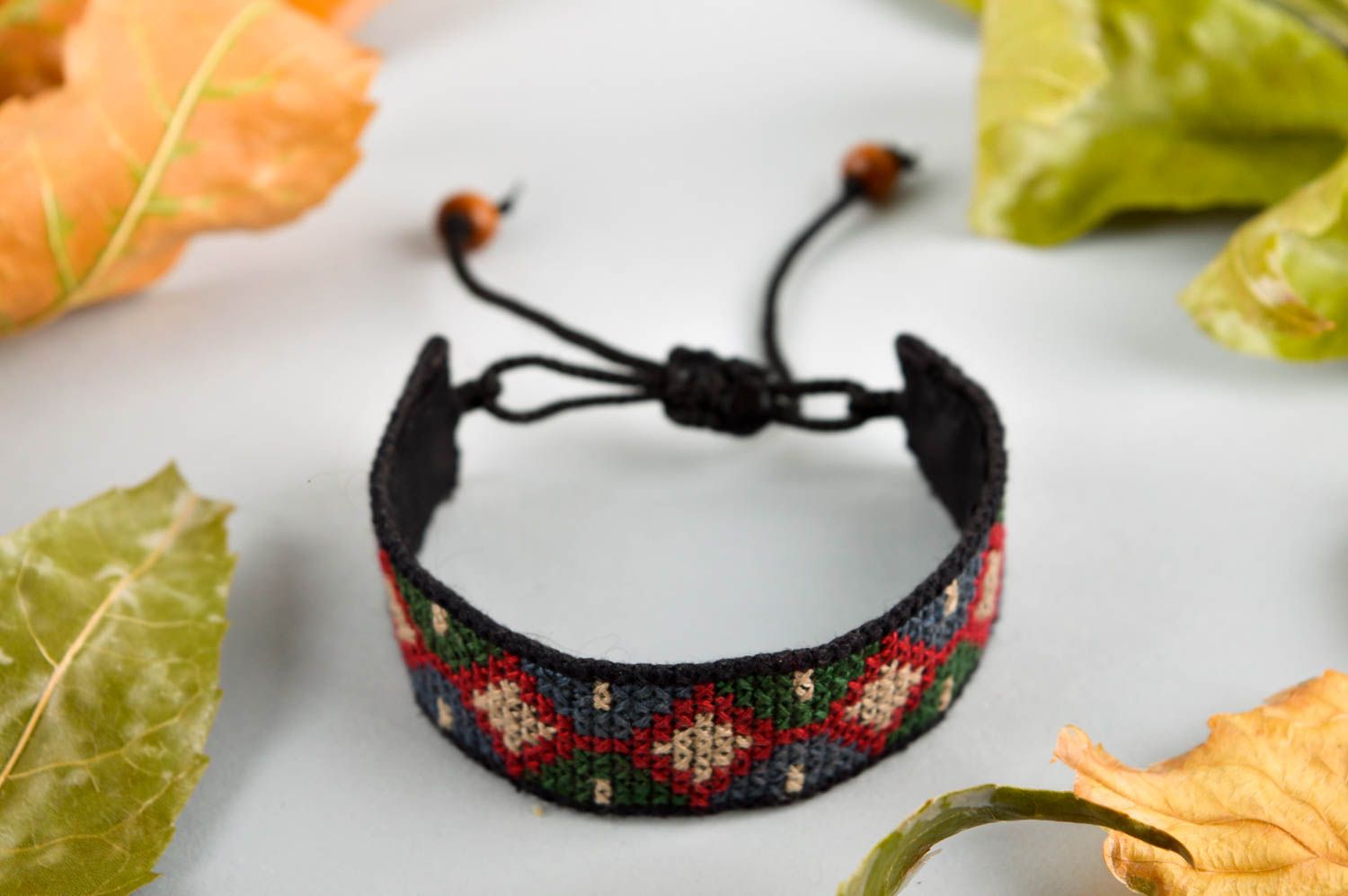 Handmade textile bracelet designs modern embroidery costume jewelry gift ideas photo 1