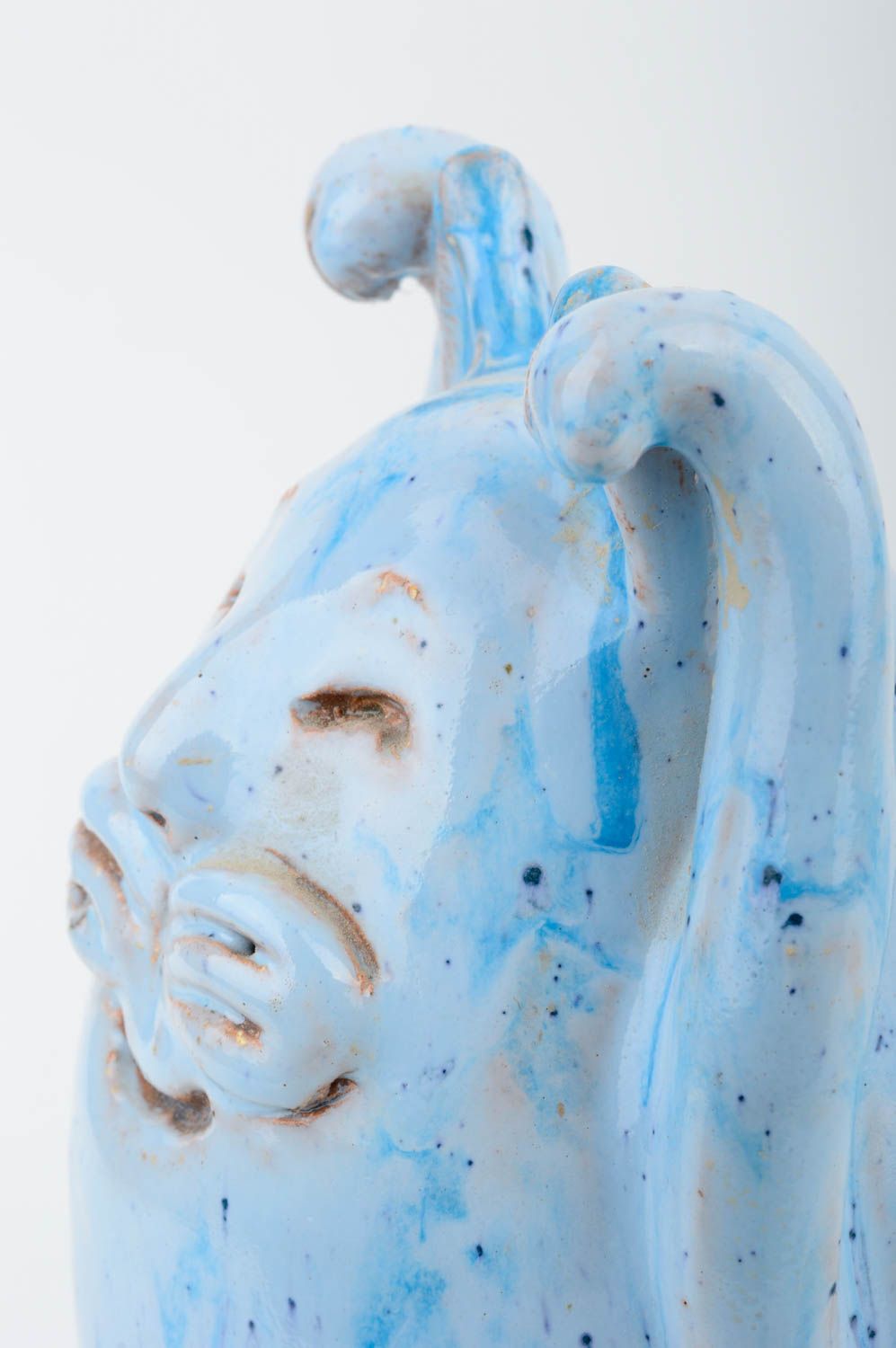 Handmade Figur Katze blau Haus Deko bemalt originell Dekoration Figur niedlich foto 4