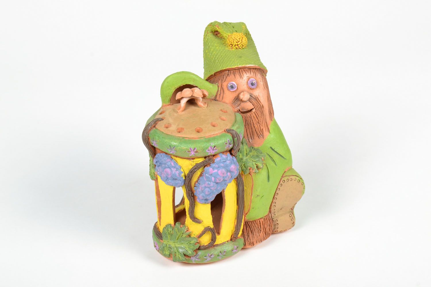 Bougeoir en céramique Gnome fait main  photo 2