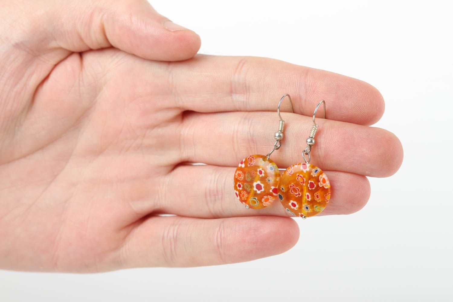Glass earrings for women handmade glass earrings long earrings with charms photo 5