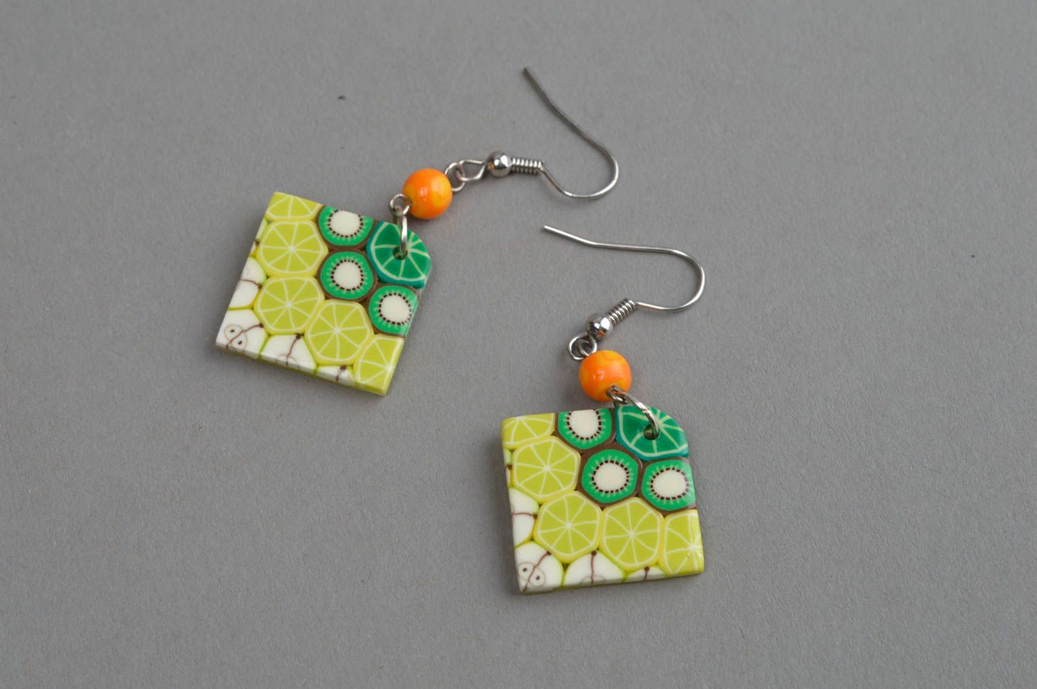 Painted handmade earrings polymer clay earrings stylish accessory for women  photo 2