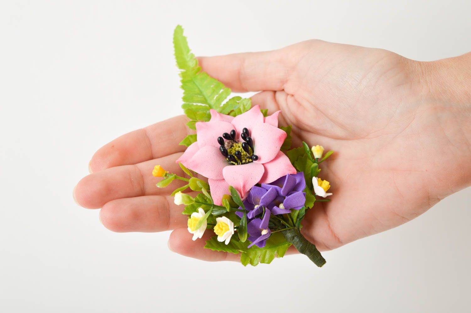 Broche faite main Boutonnière mariage fleurs lilas Accessoire mariage design photo 2