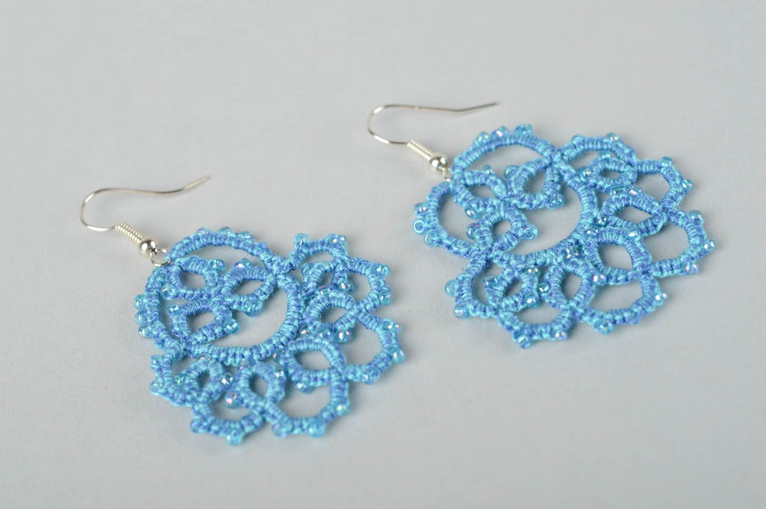Stylish handmade textile earrings woven lace earrings costume jewelry designs photo 2