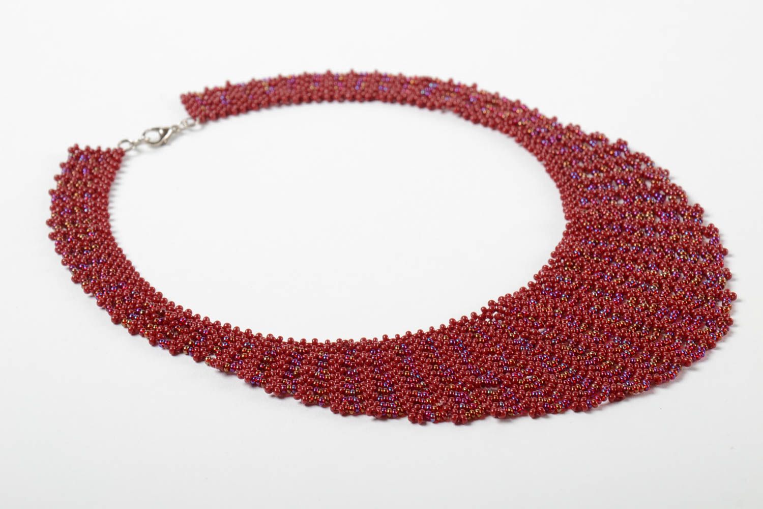 Collier rouge Bijoux fait main en perles de rocaille large Cadeau femme photo 5