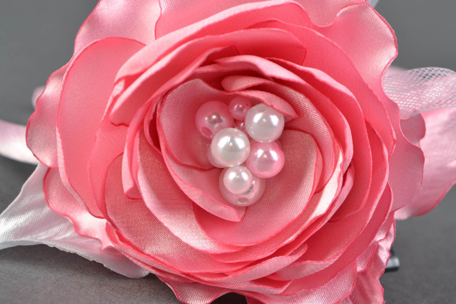 Красивый обруч розовый с большим цветком  фото 3