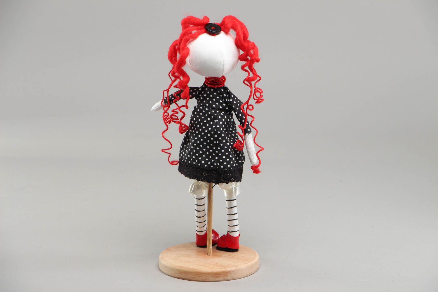 Handmade fabric doll Button photo 3