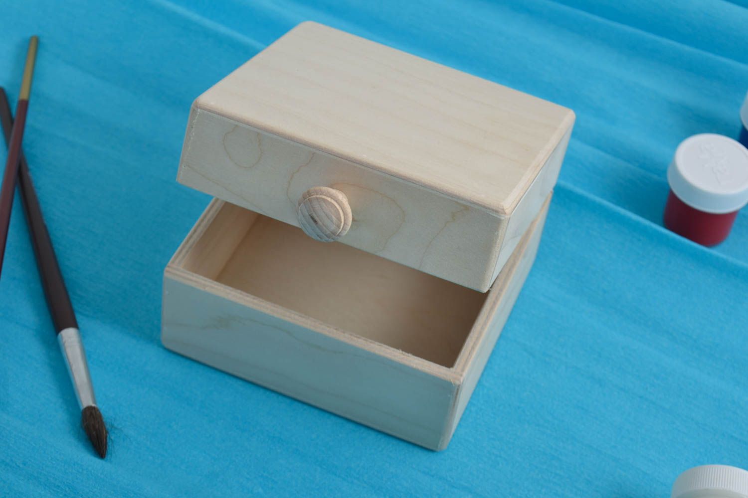 Boîte en bois brut faite main petite Boîte à décorer et peindre couvercle photo 1