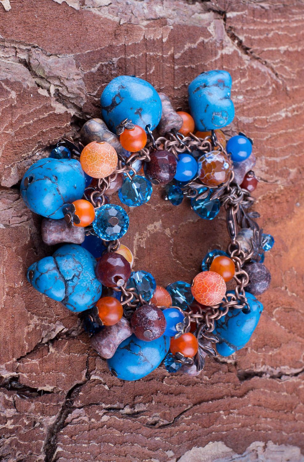 Браслет ручной работы женское украшение с крупными камнями красивый браслет фото 1