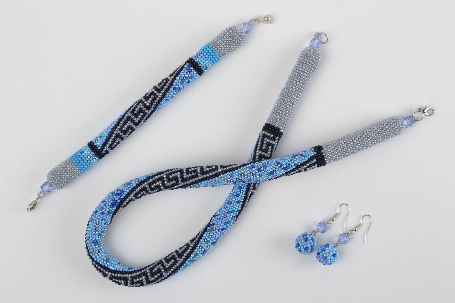 Set fatto a mano di orecchini collana e bracciale kit di accessori di perline
 foto 5