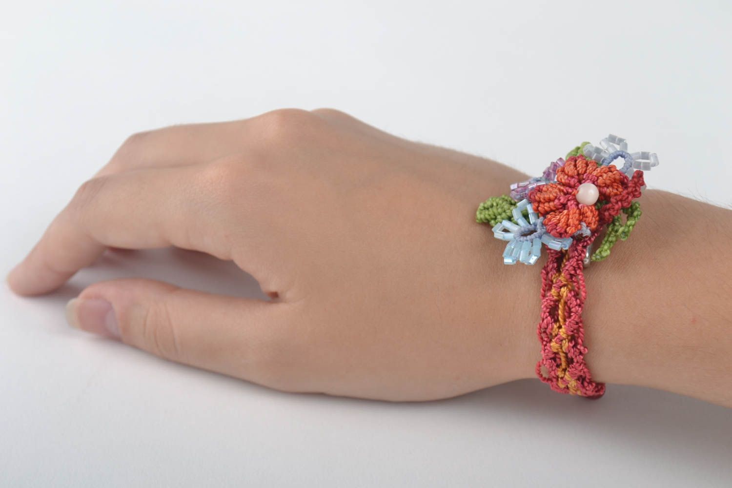 Bracelet textile Broche faite main Accessoires femme tressés macramé ankars photo 4