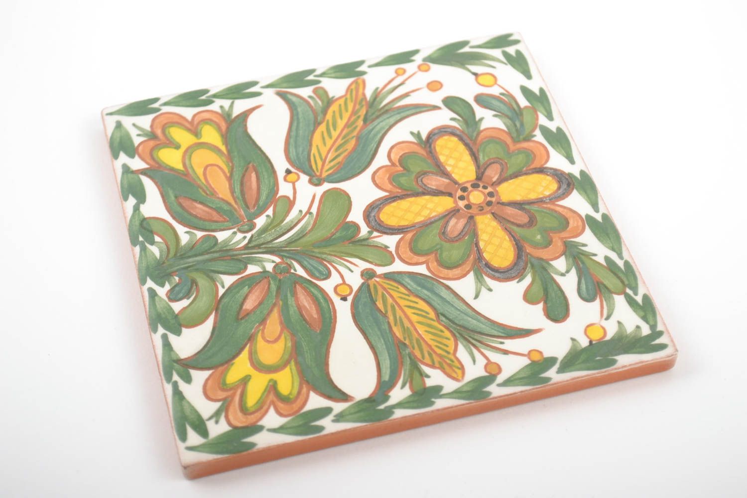 Плитка для кухни или камина изразец керамическая с росписью цветная хэнд мейд фото 4