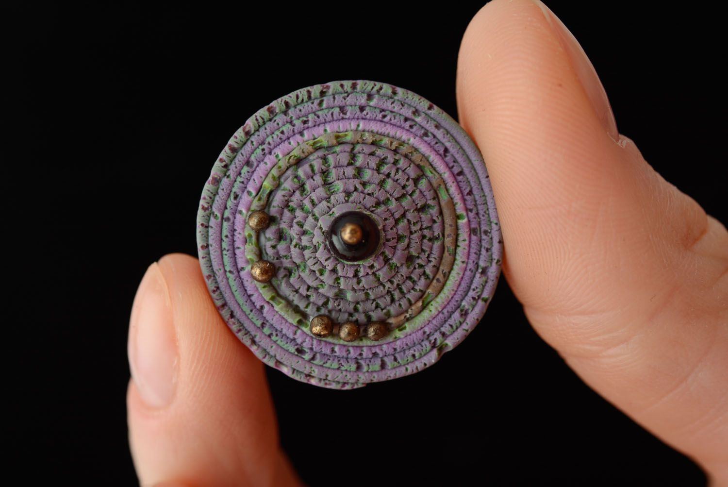 Кольцо из полимерной глины Фиолетовая дымка фото 3