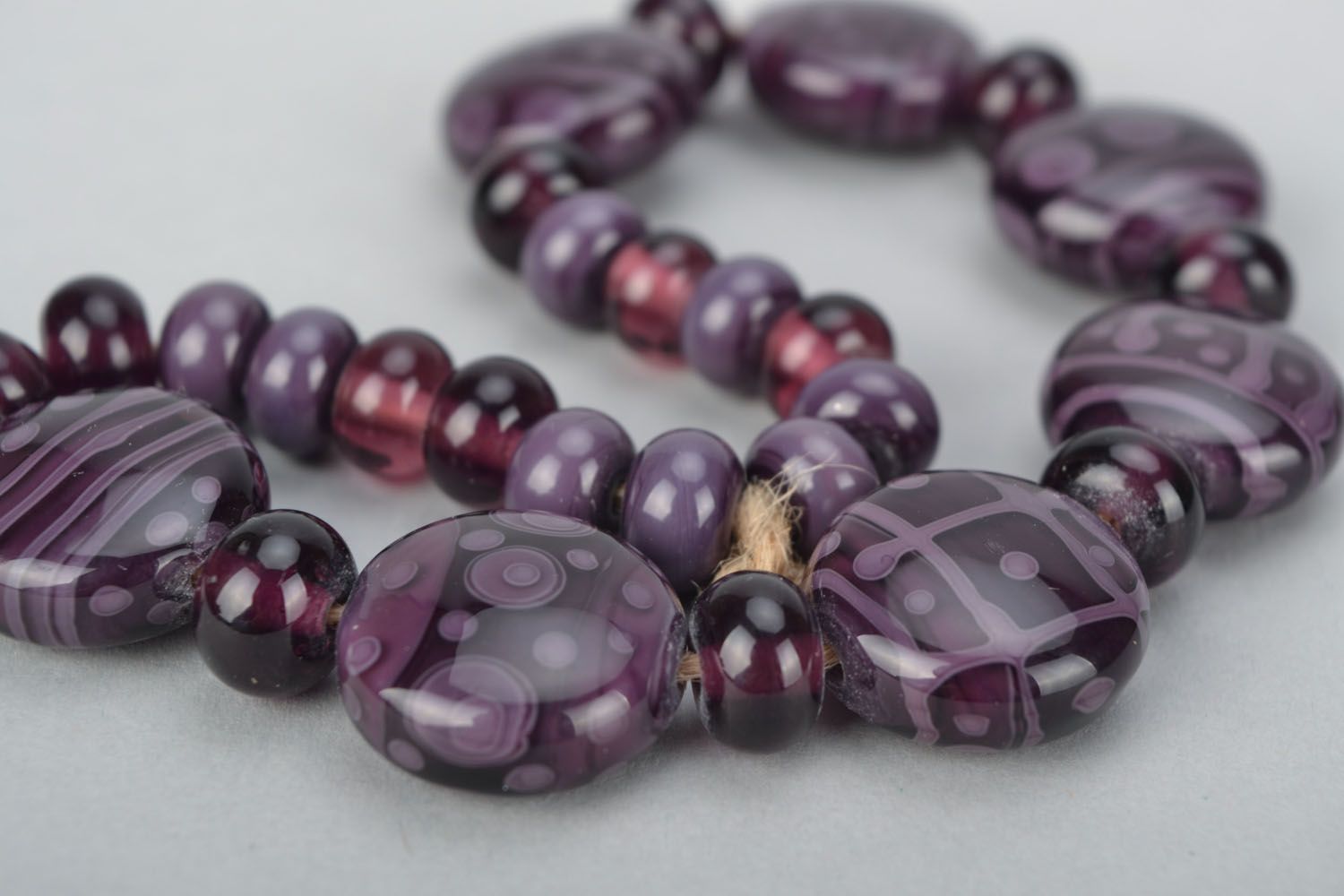 Violet glass beads photo 2