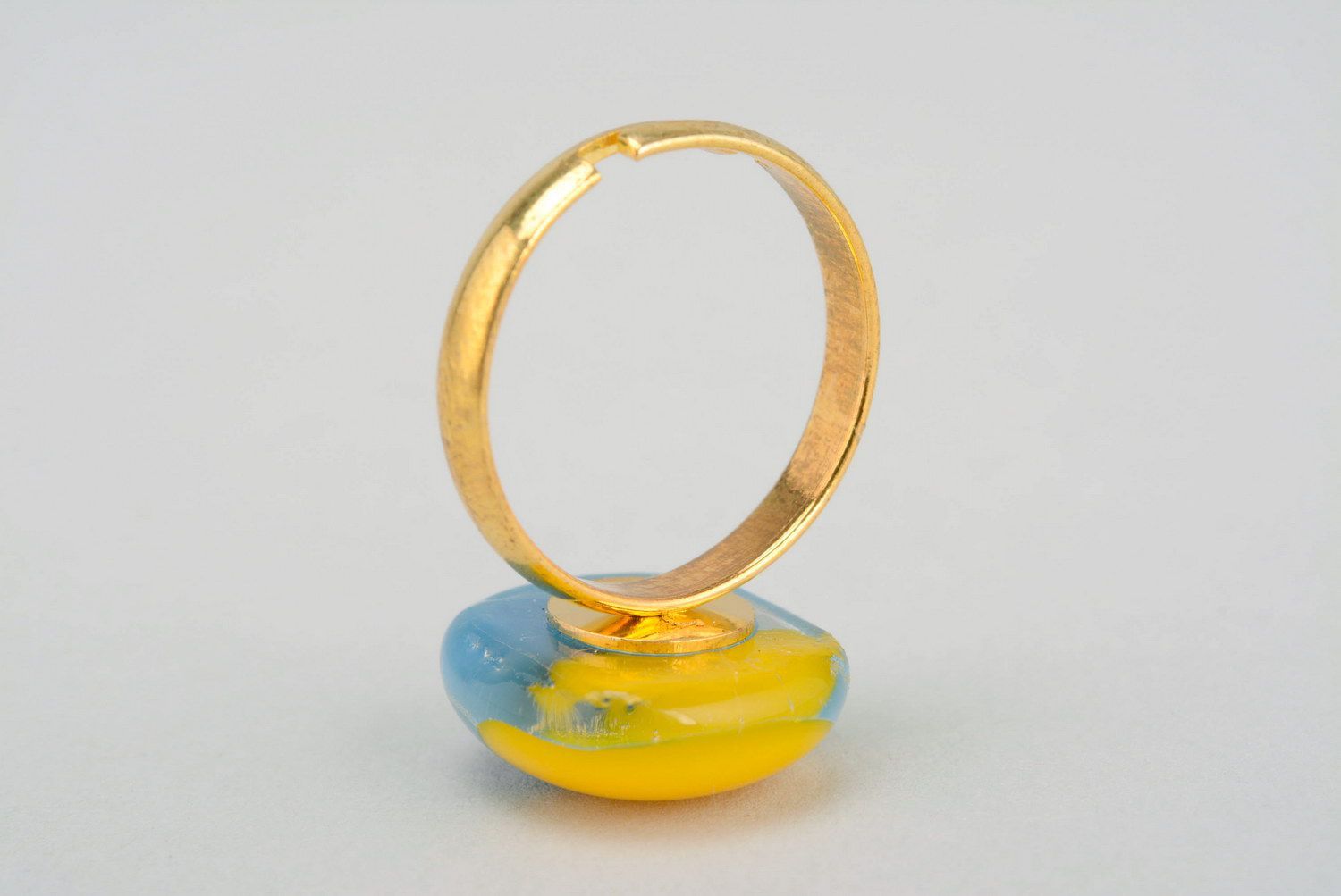 Ring with glass element Ukrainian flag photo 4