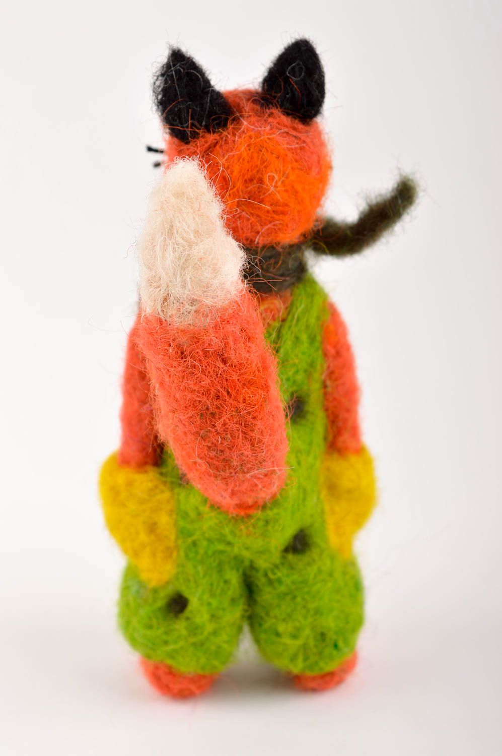 Валяная игрушка ручной работы лис в комбинезоне игрушка из шерсти мягкая игрушка фото 4
