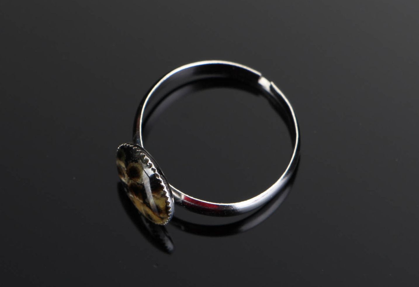 Ring with epoxy Snake leather photo 3