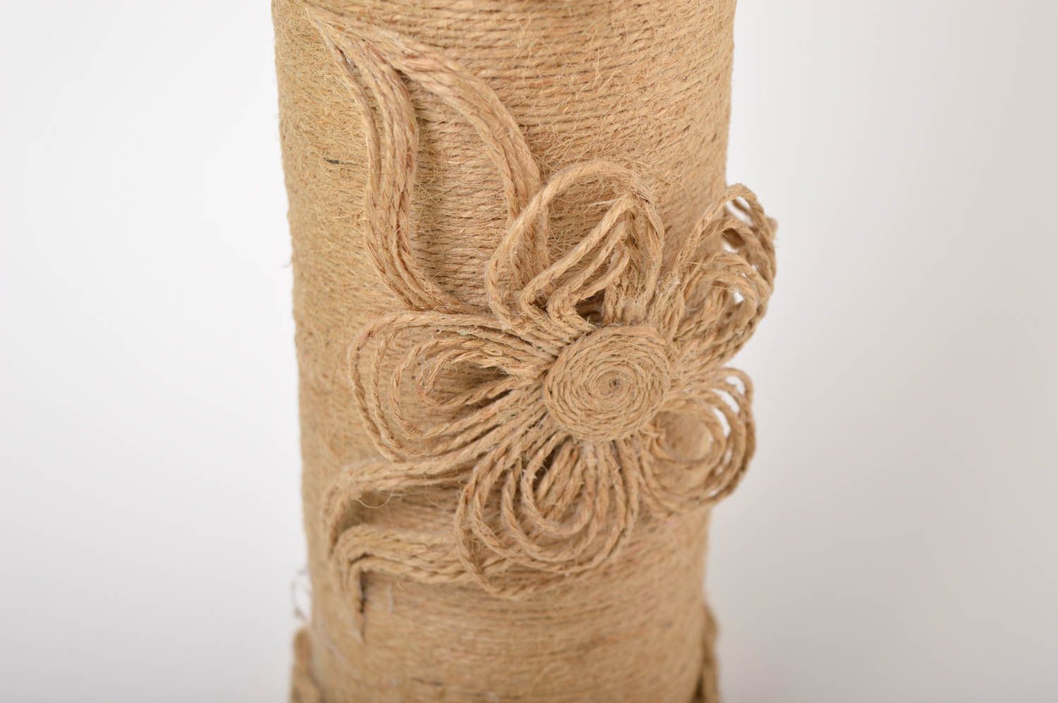 Красивая ваза ручной работы декор для дома ваза из шпагата для сухоцветов фото 5