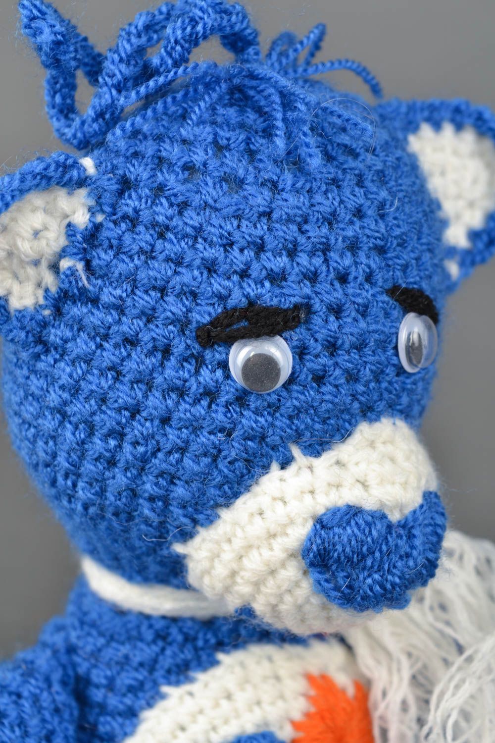 Jouet décoratif tricoté artisanal Ours bleu photo 3
