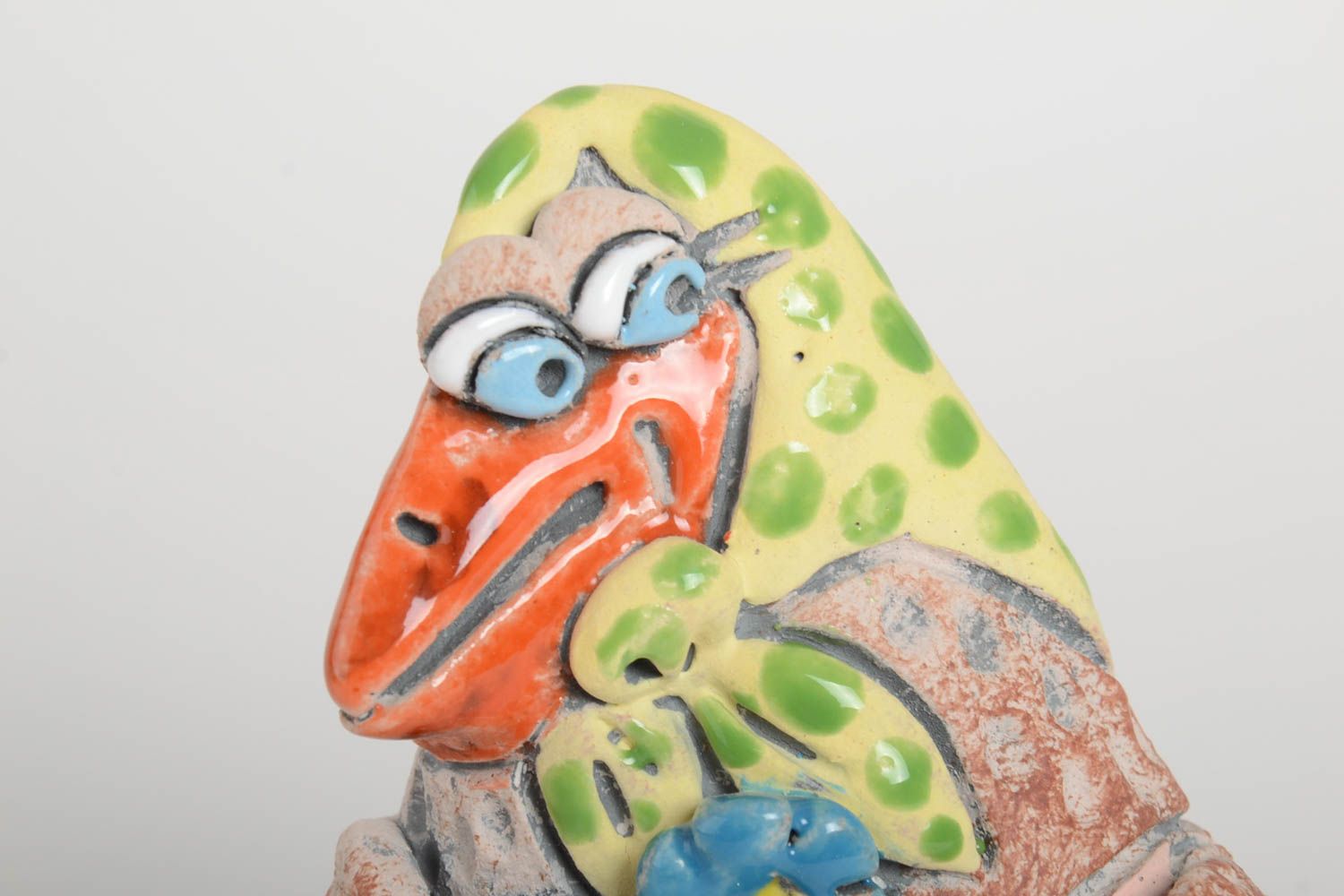 Tirelire fait main Figurine oiseau en argile pour enfant Cadeau original Pie photo 3