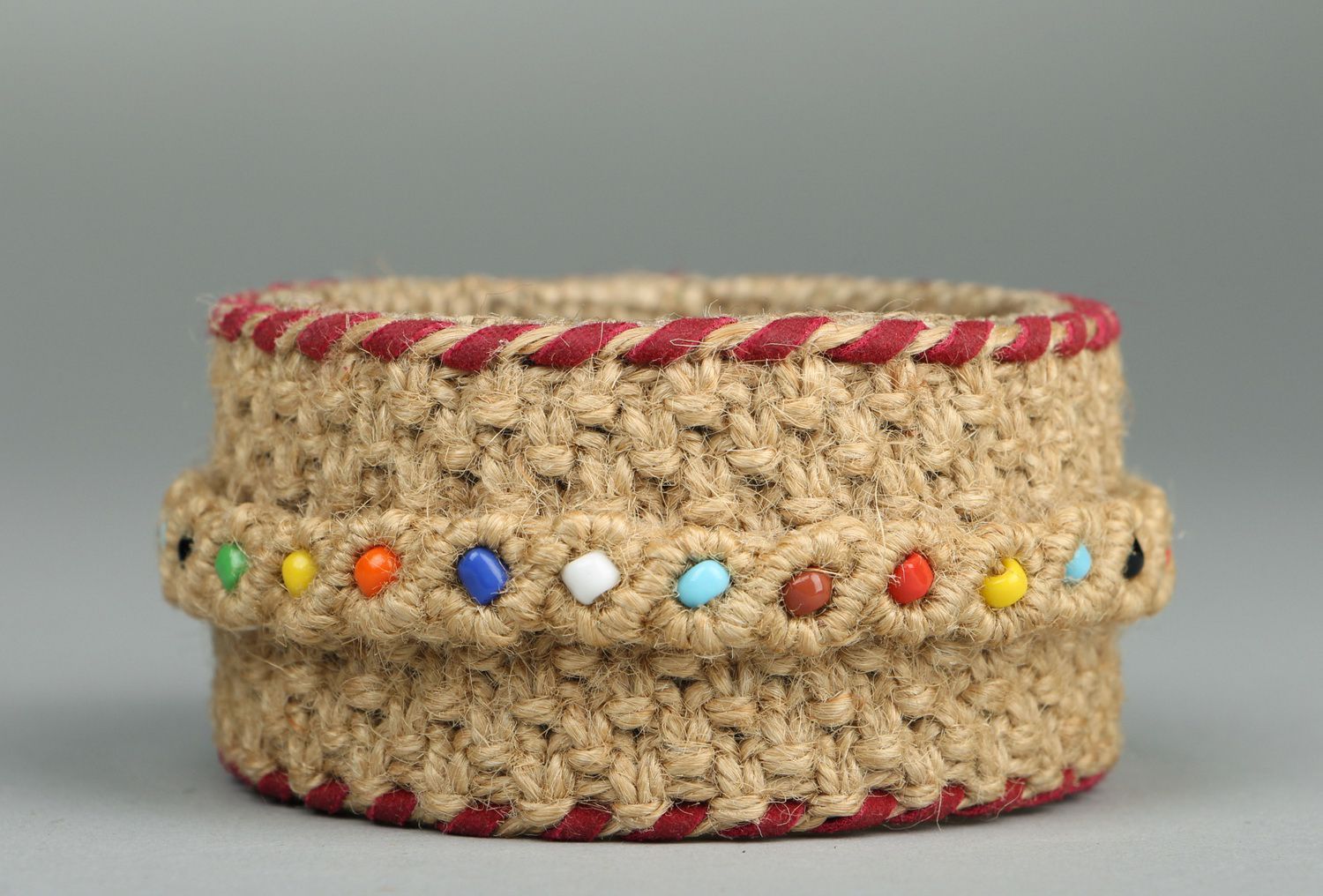 Браслет плетеный с разноцветным бисером  фото 2