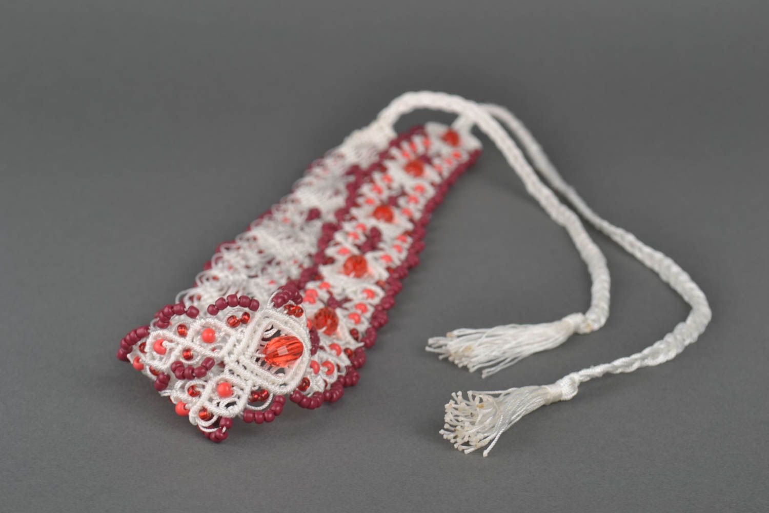 Cinturón de macramé artesanal con abalorios accesorio para mujer regalo original foto 2