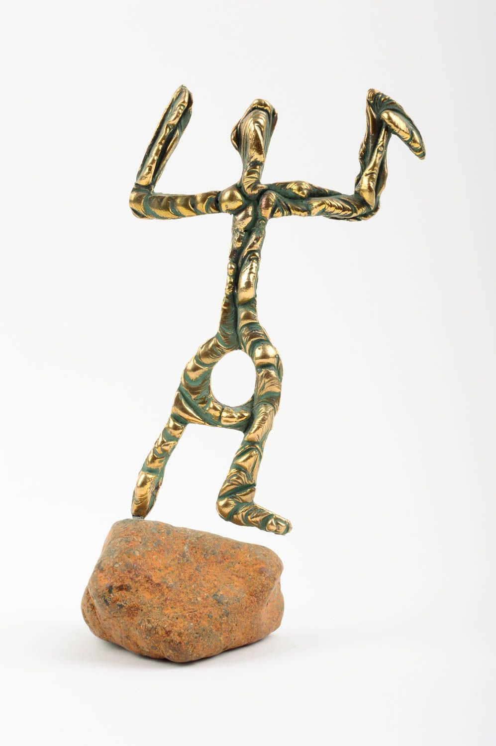 Figurine en laiton de style Art Nouveau faite main sur support en pierre photo 1