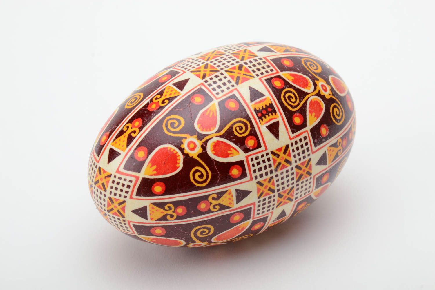 Handmade traditional decorative painted goose Easter egg pysanka ethnic souvenir photo 2