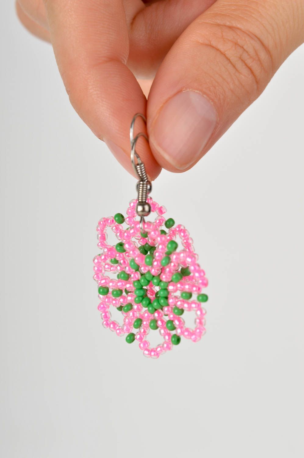 Handmade flower accessory unusual tender earrings elegant jewelry gift photo 5