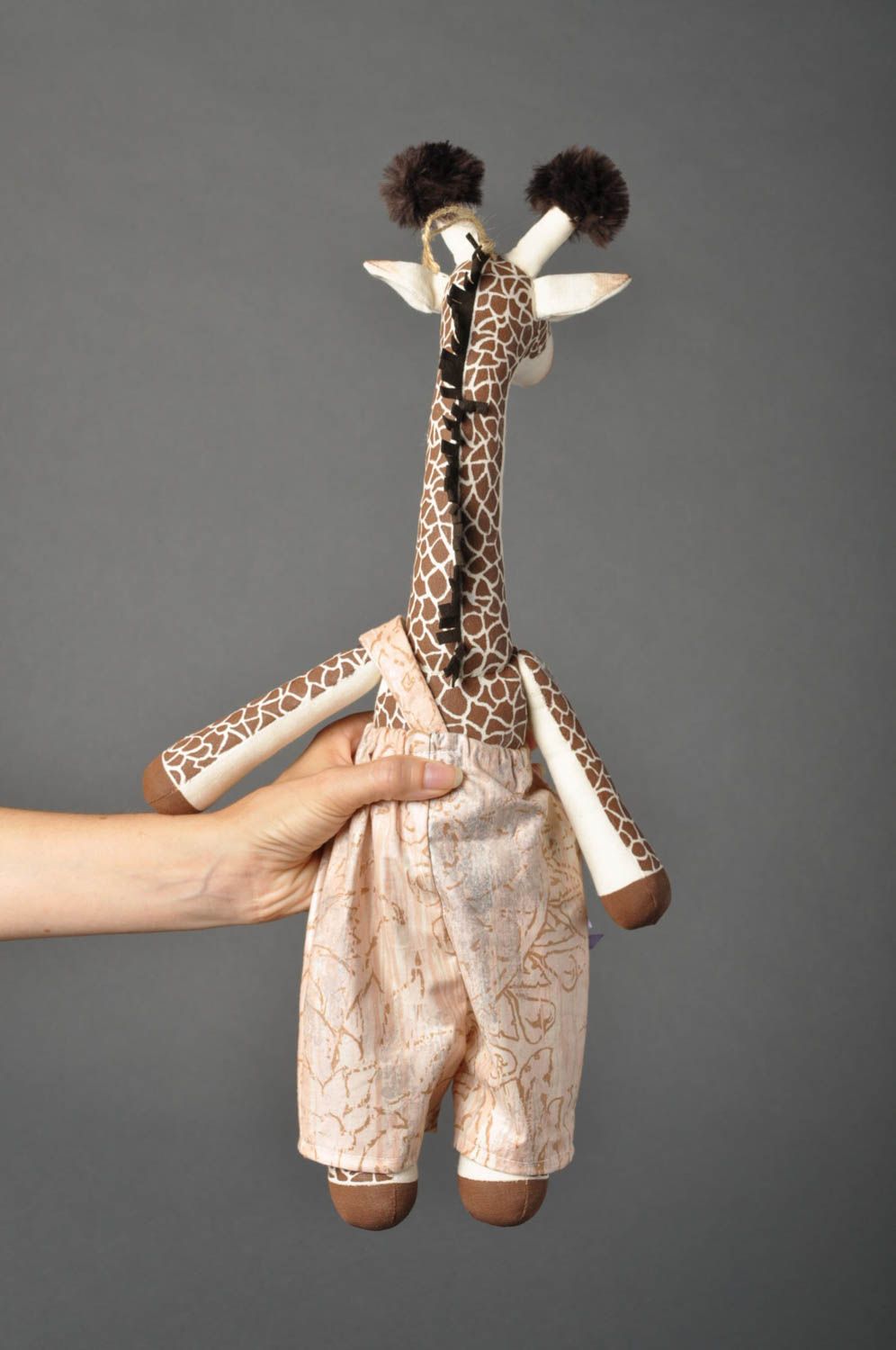 Jouet fait main Peluche en tissu de coton Girafe avec peinture Cadeau original photo 5
