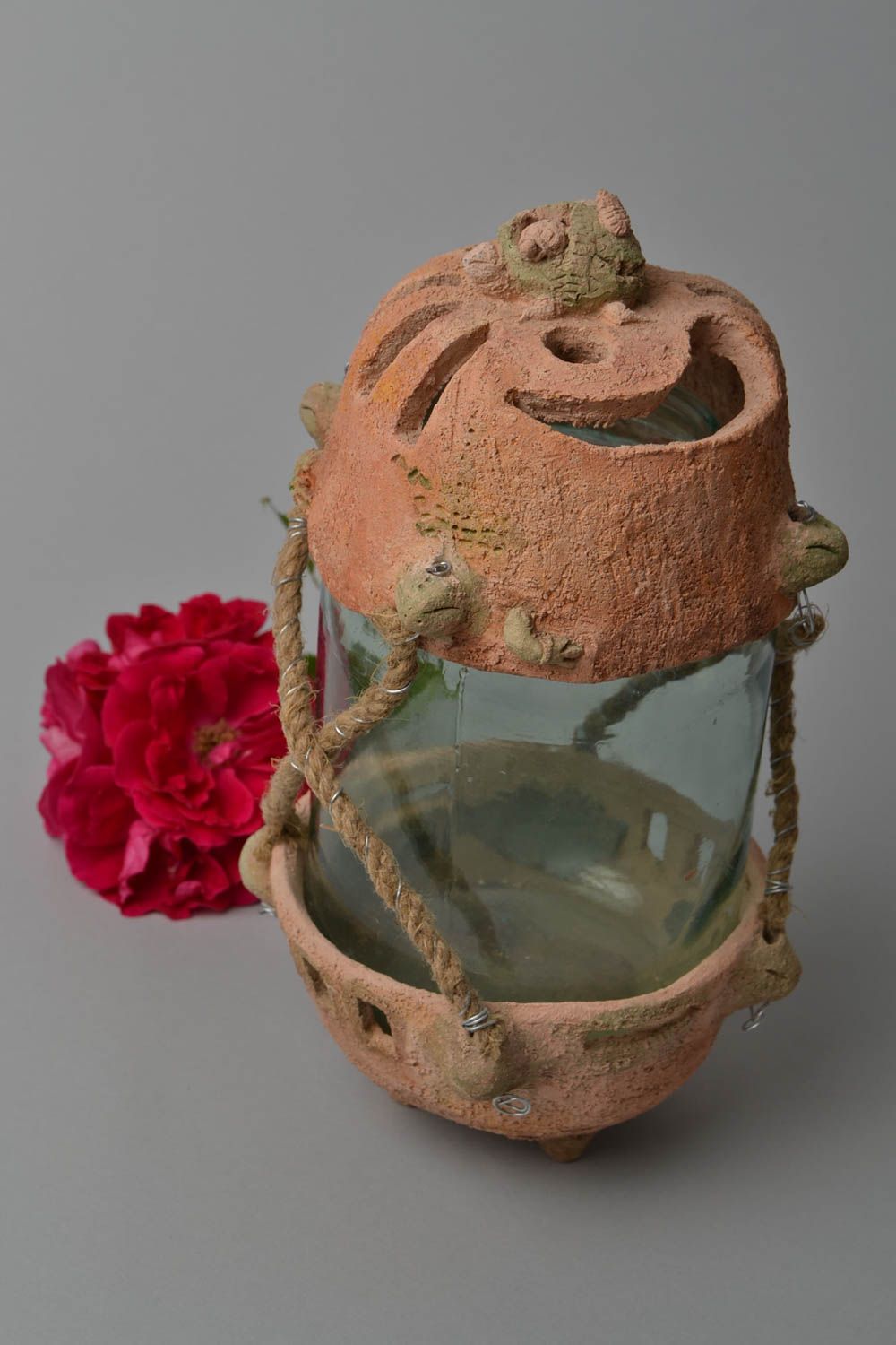 Handgefertigt Kerzenhalter Keramik Wohnzimmer Deko Teelichthalter aus Ton  foto 1