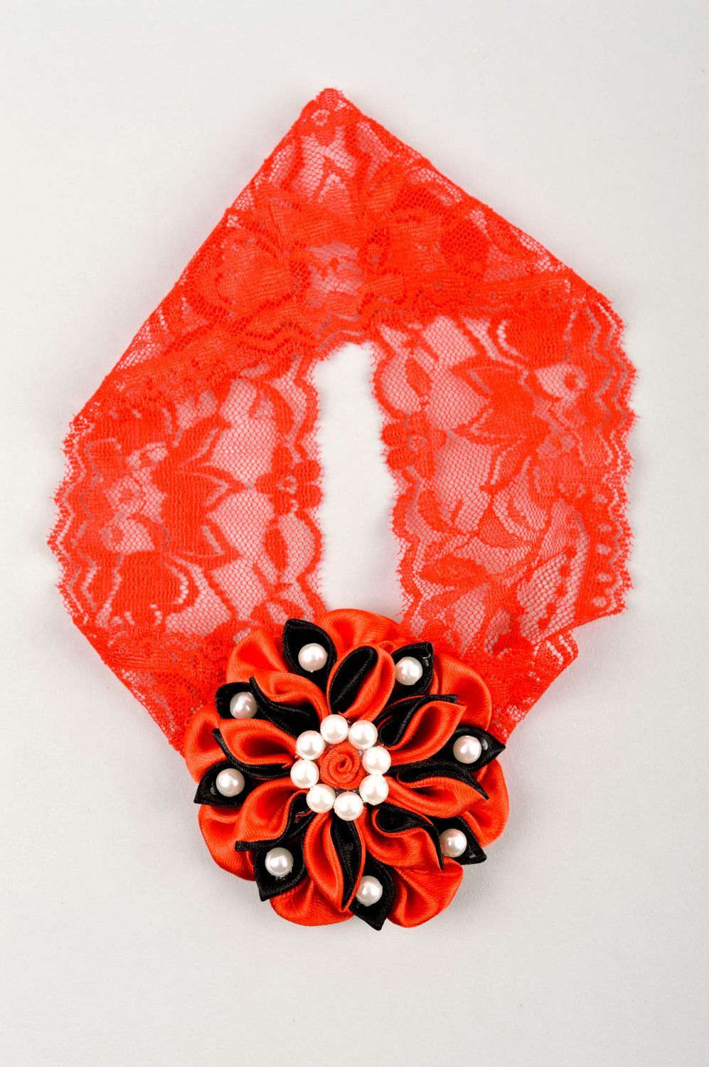 Повязка на голову ручной работы повязка для девочки красная детская повязка фото 4
