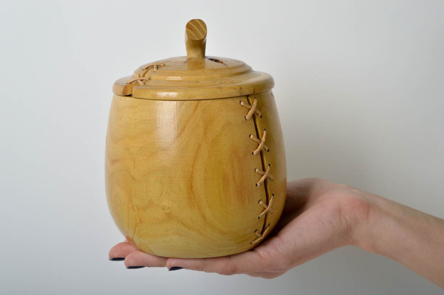 Handmade Dose aus Holz Tee Aufbewahrung Holz Salz Behälter Küchen Zubehör foto 5