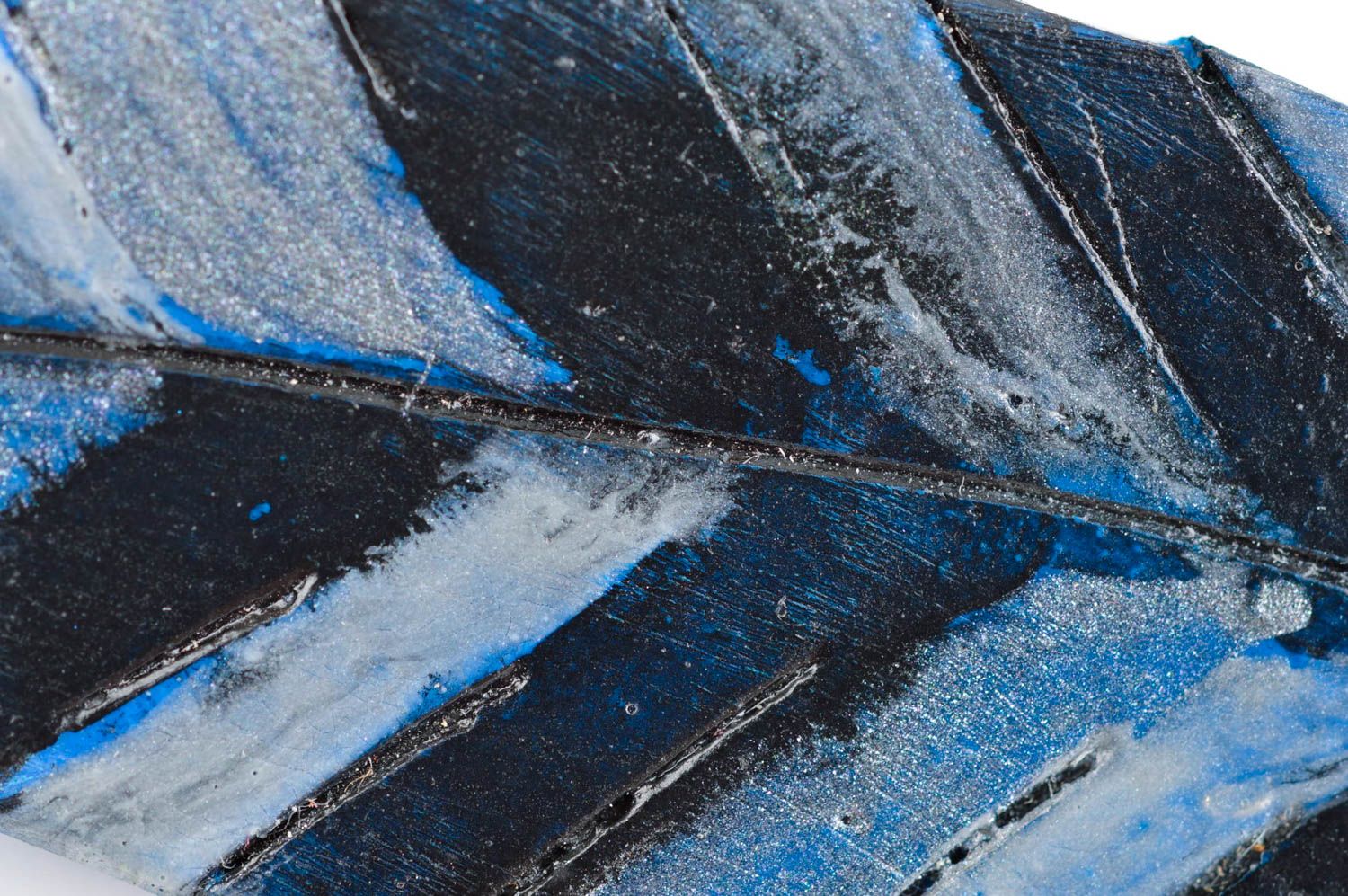 Украшение ручной работы брошь из полимерной глины женская брошь синяя Лист фото 5