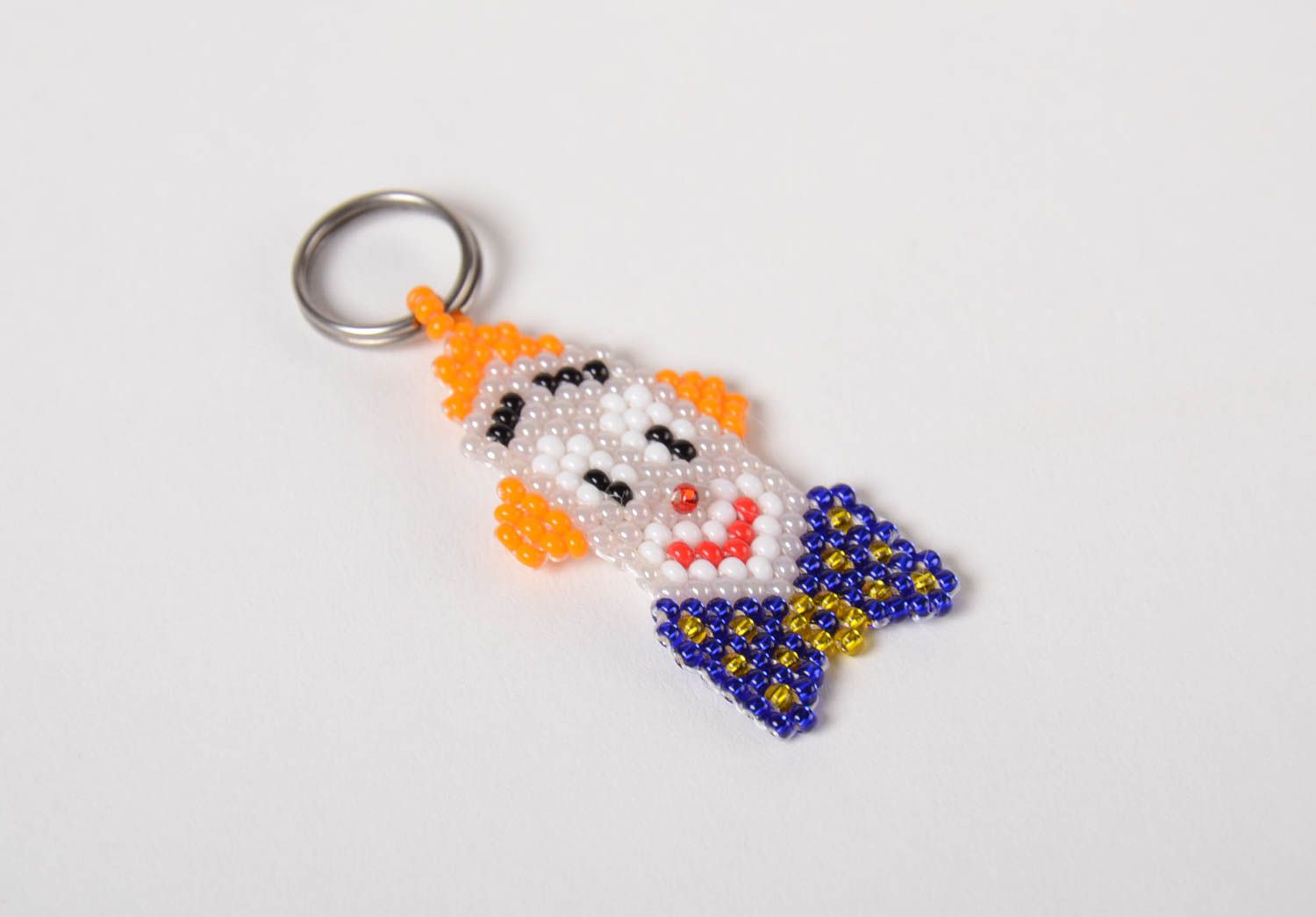 Handmade beaded keychain unusual designer accessory stylish key souvenir photo 3