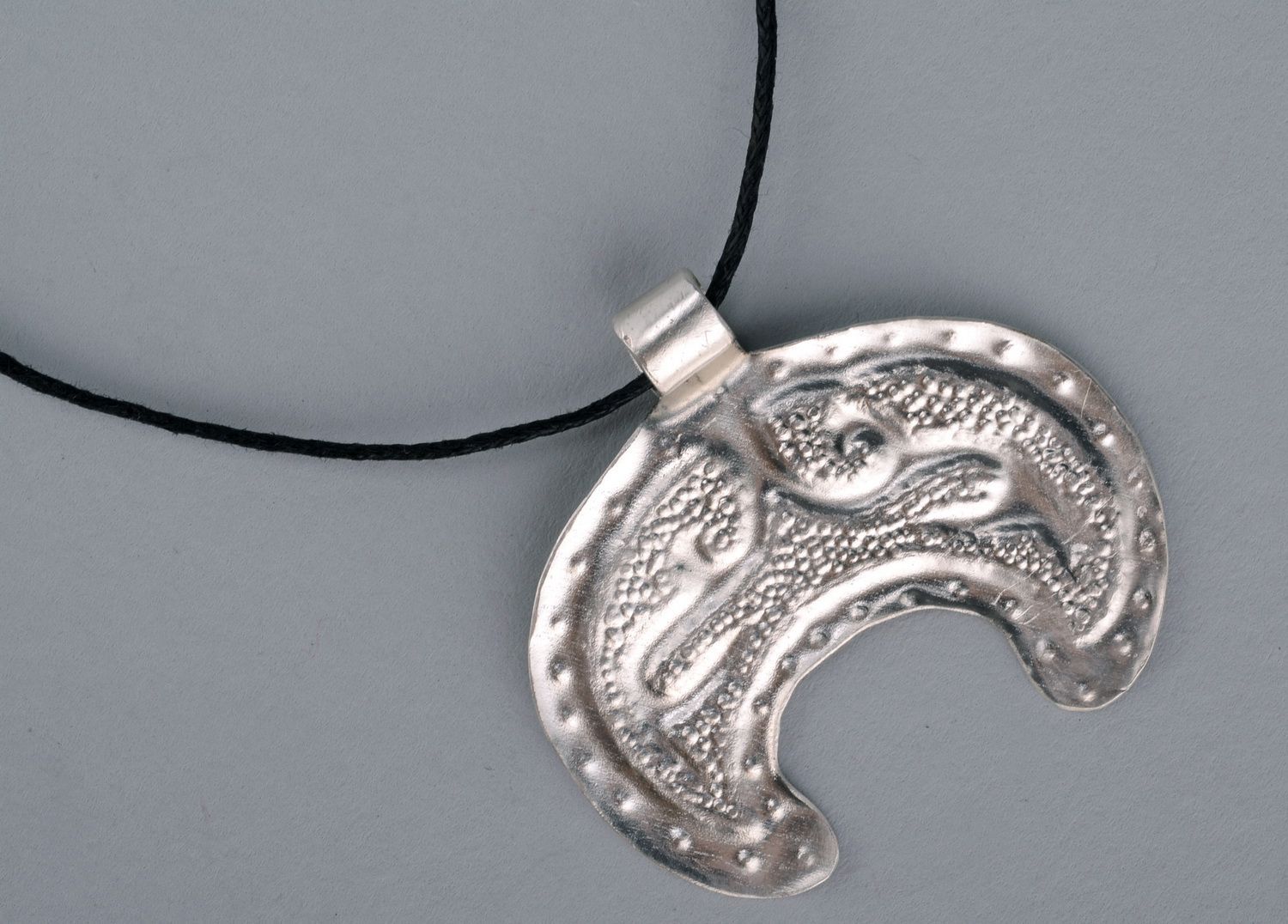Brass pendant Silver Moon with ornament photo 3
