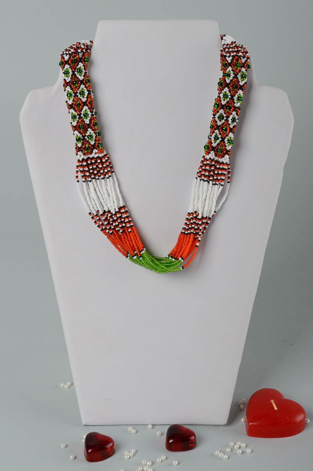 Handmade necklace in ethnic style unusual beaded necklace stylish necklace photo 1