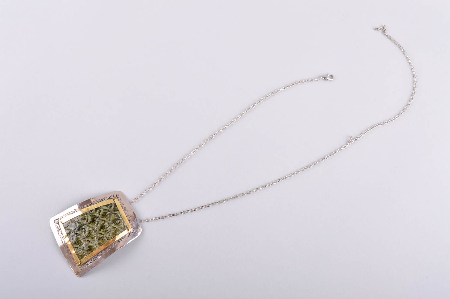 Designer pendant unusual gift for women metal accessory brass jewelry photo 5