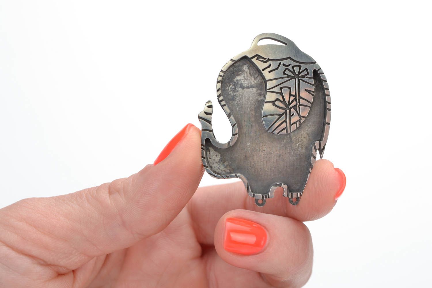 Blank for jewelry creation elephant handmade metal pendant bijouterie accessory photo 2