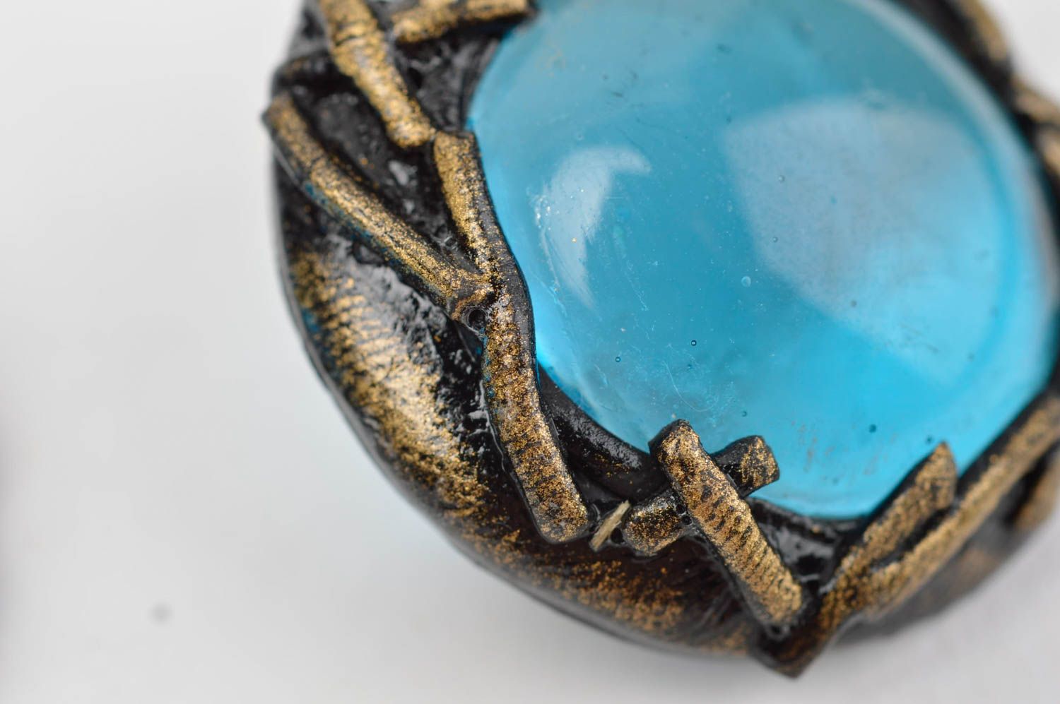 Einzigartige künstlerische handmade Gehänge Ohrringe aus Polymerton in Blau toll foto 5