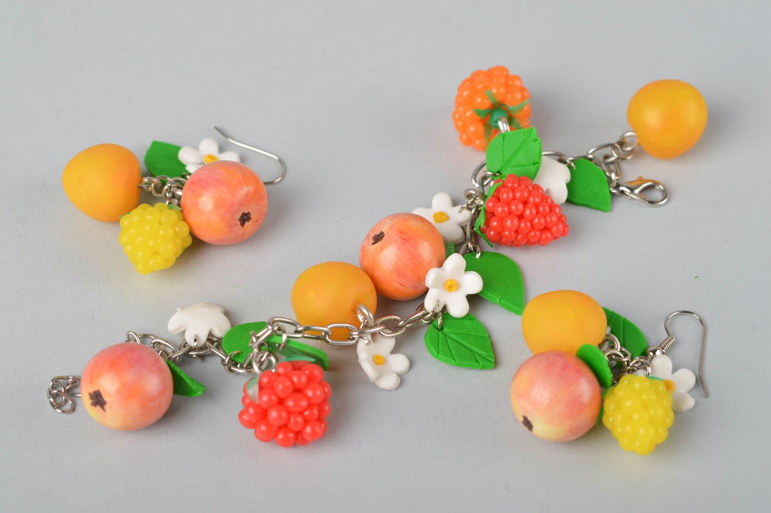 Handmade fruit shape charms girl's bracelet and earrings photo 3