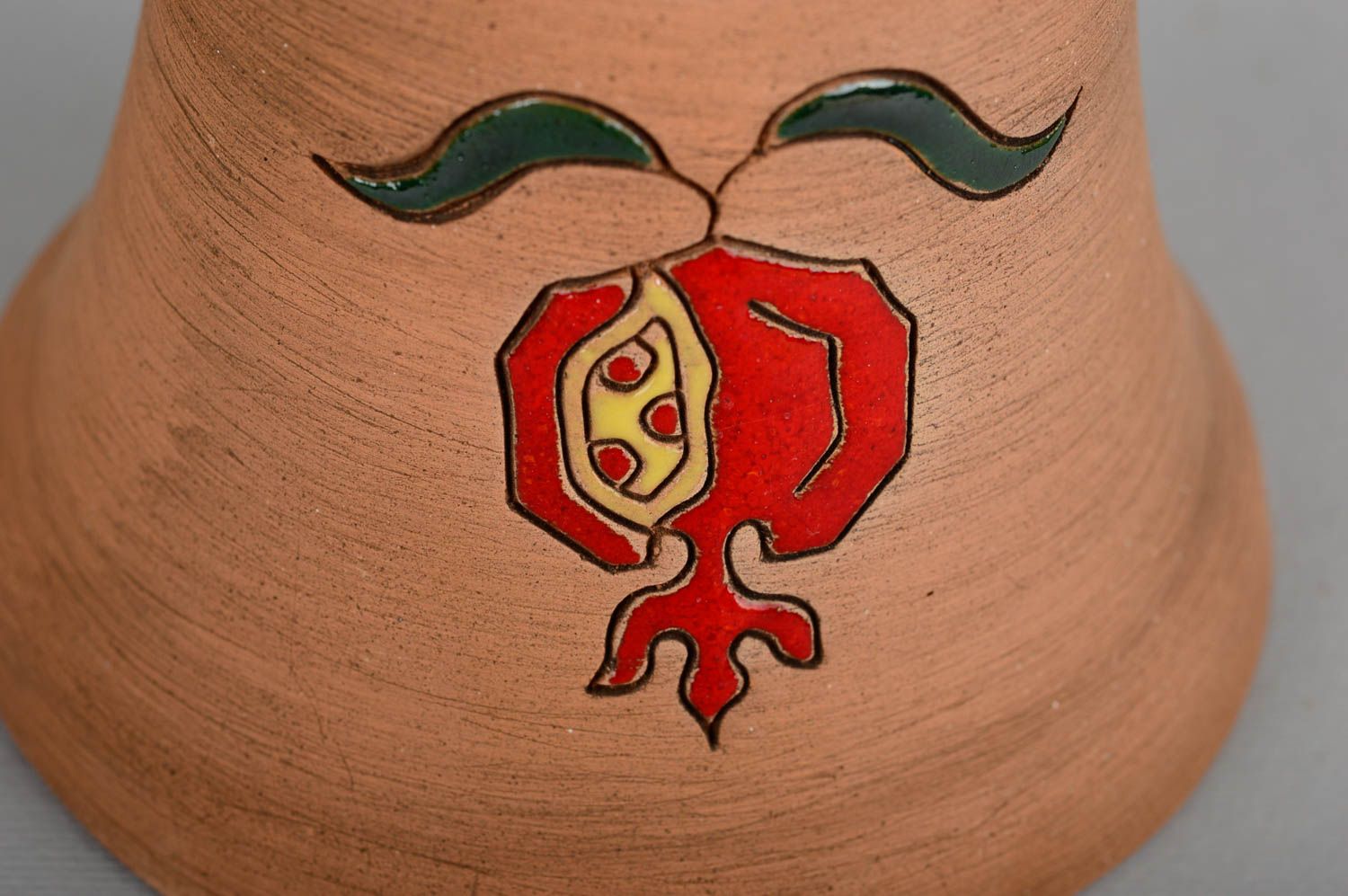 Campana artesanal de arcilla con dibujo decoración de casa regalo original foto 2