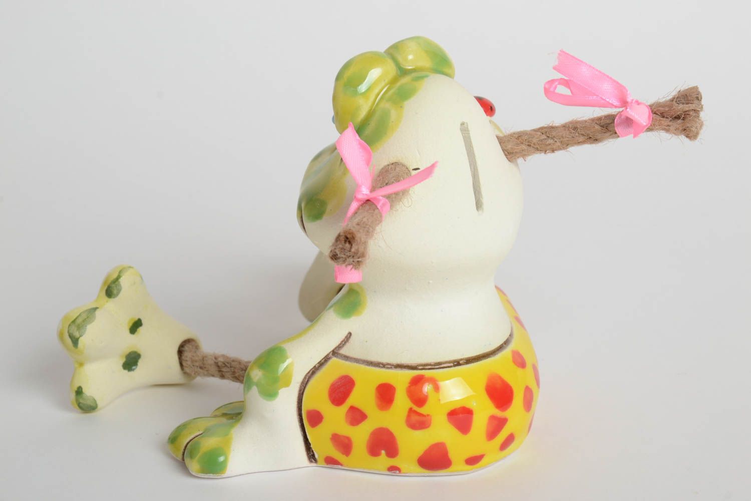Handgemachte Keramik lustige Spardose Ton Deko Geschenk für Kinder bemalt Frosch foto 4