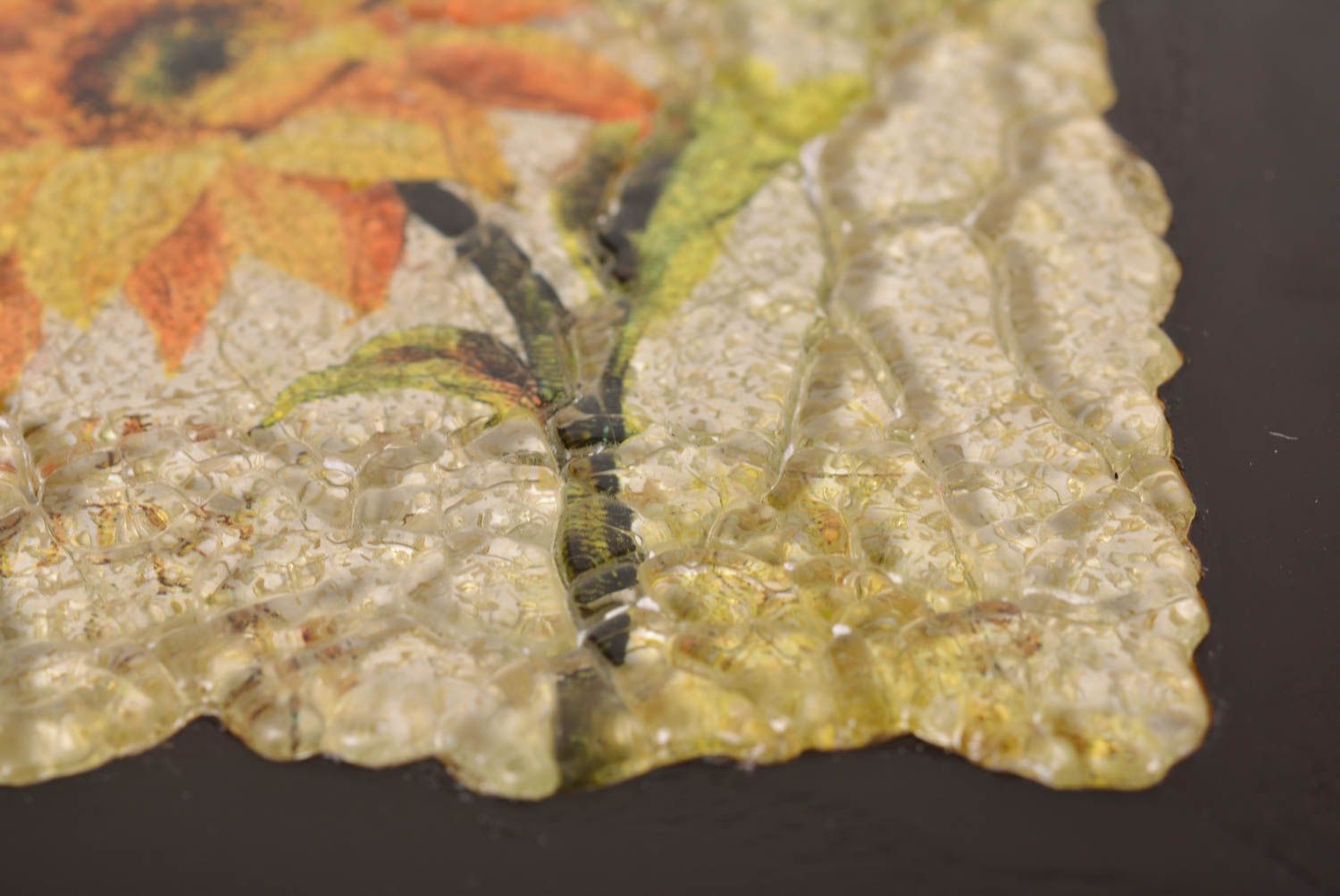 Панно на стену подарок ручной работы красивая картина мозаика Подсолнух фото 4